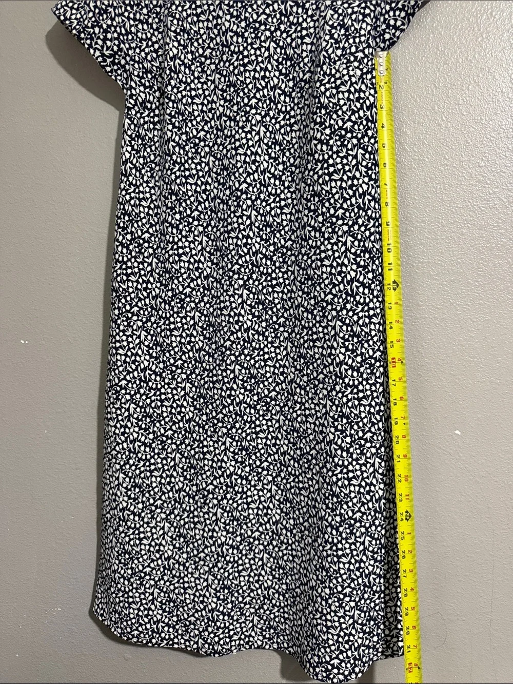 J. Crew Navy and White Printed Short Sleeve Dress